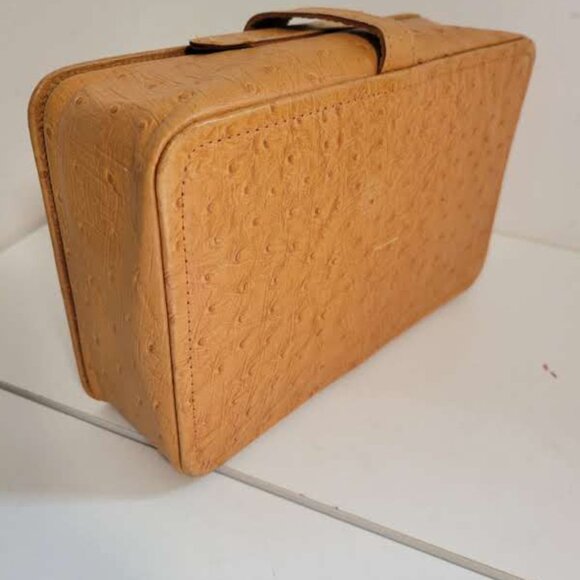 Vintage 1950's Ostrich Skin Toiletry Bag Carry Case or Men's Wash Bag - Picture 4 of 5